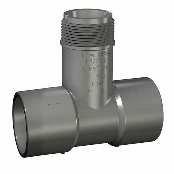PVC Insertion Tee, Socket x Socket x Socket, 1/2 in Pipe Size