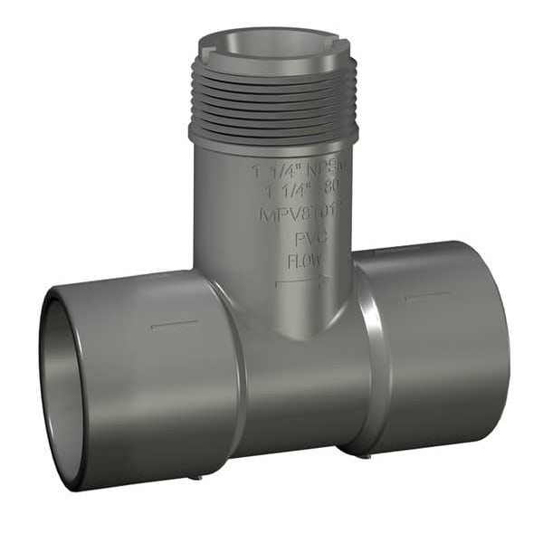 PVC Insertion Tee, Socket x Socket x Socket, 1 in Pipe Size