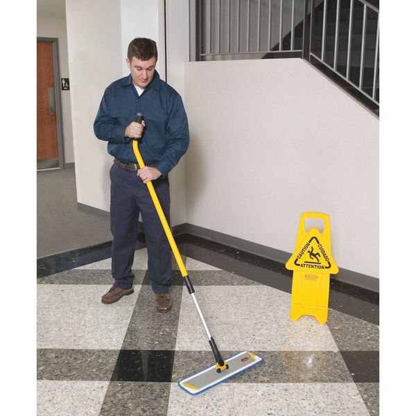 42 in to 72 in Threaded Telescopic Handle, 1 1/8 in Dia, Yellow, Aluminum