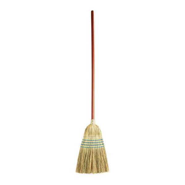 12 1/2 in Sweep Face Broom, Stiff, Natural, Blue, 38