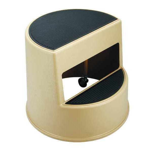 2 Steps, Plastic Step Stool, 350 lb. Load Capacity, Beige