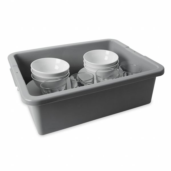 Nesting Container, Gray, Polyethylene, 21 1/2 in L, 17 1/8 in W, 7 in H, 7.63 gal Volume Capacity