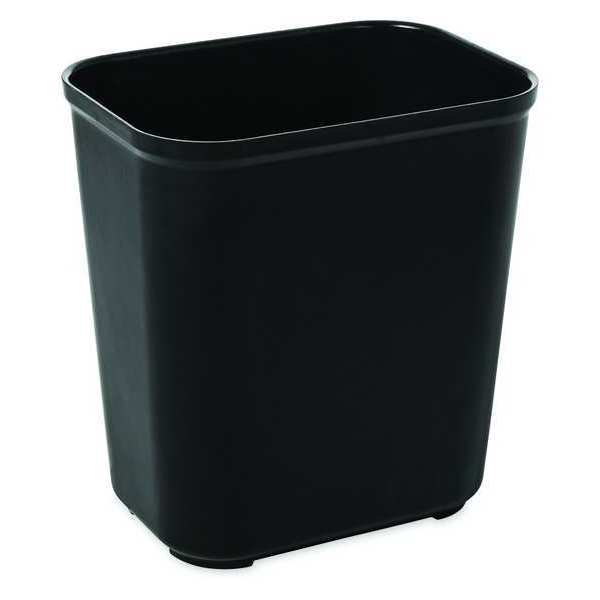 7 gal Rectangular Trash Can, Black, 10 1/2 in Dia, None, Thermoset Polyester