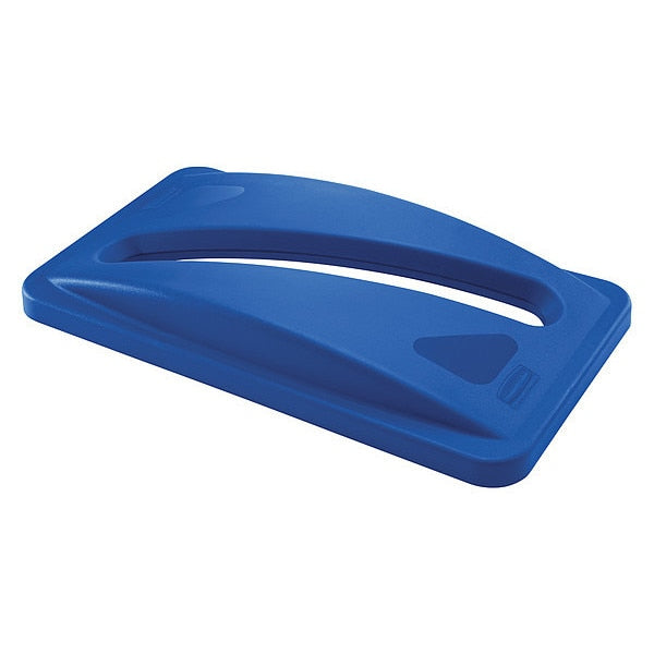 23 gal Dome Recycling Lid, 11 1/2 in W/Dia, Blue, Resin, 1 Openings