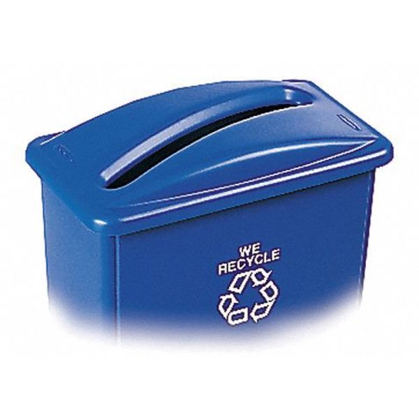 23 gal Dome Recycling Lid, 11 1/2 in W/Dia, Blue, Resin, 1 Openings