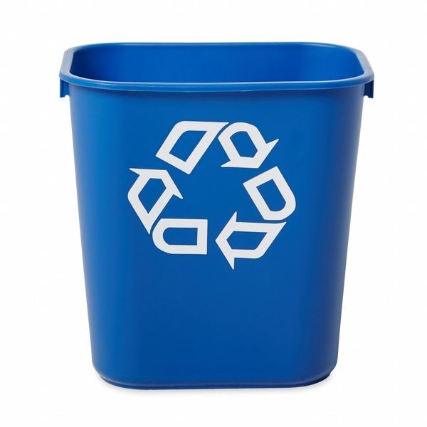 Recycling Wastebasket, Blue, 3 1/4 gal Capacity, 10 1/2 in W, 12 in H, Recycle Symbol