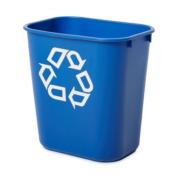 Recycling Wastebasket, Blue, 3 1/4 gal Capacity, 10 1/2 in W, 12 in H, Recycle Symbol