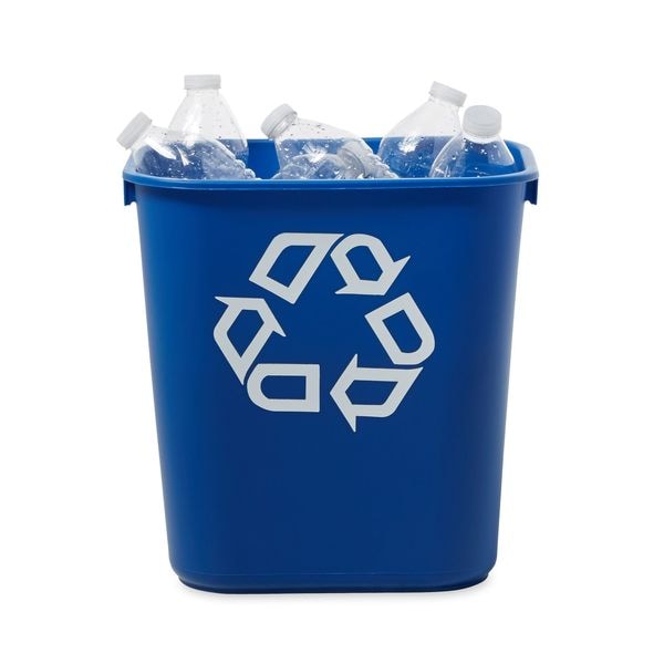 Recycling Wastebasket, Blue, 3 1/4 gal Capacity, 10 1/2 in W, 12 in H, Recycle Symbol