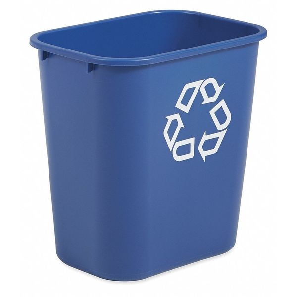 Recycling Wastebasket, Blue, 3 1/4 gal Capacity, 10 1/2 in W, 12 in H, Recycle Symbol