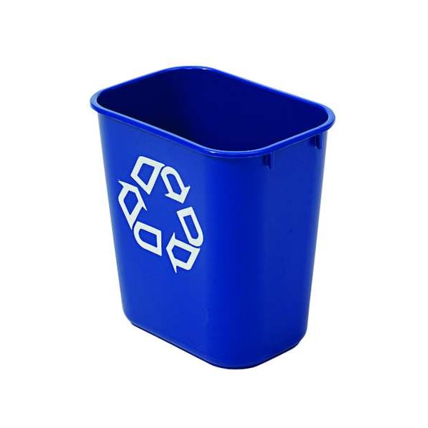 Recycling Wastebasket, Blue, 3 1/4 gal Capacity, 10 1/2 in W, 12 in H, Recycle Symbol