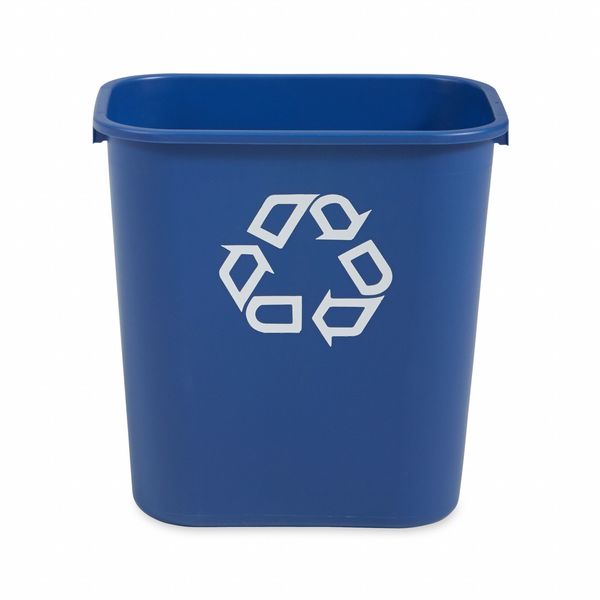 Recycling Wastebasket Container, 7 gal Capacity, 10 1/2 in W, 15 in H, 14 1/2 in D, Plastic, Blue