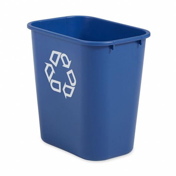 Recycling Wastebasket Container, 7 gal Capacity, 10 1/2 in W, 15 in H, 14 1/2 in D, Plastic, Blue