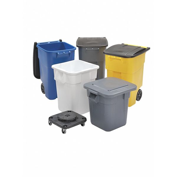 28 gal Flat Trash Can Lid, 22 in W/Dia, Gray, Resin, 0 Openings