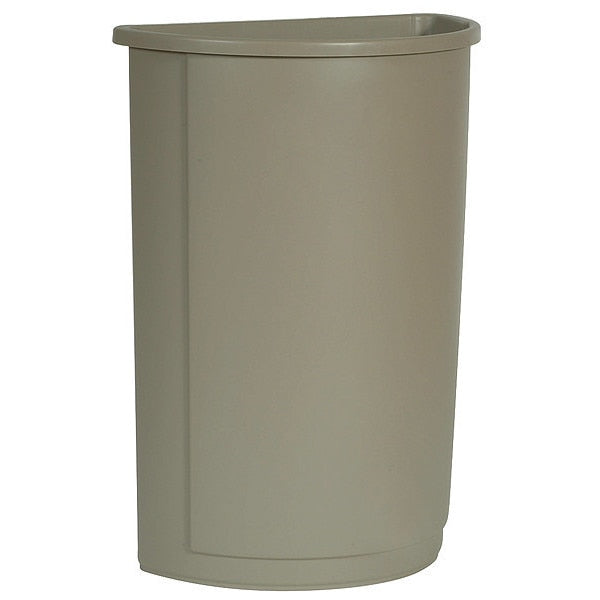 21 gal Half-Round Trash Can, Beige, 21 in Dia, None, LLDPE