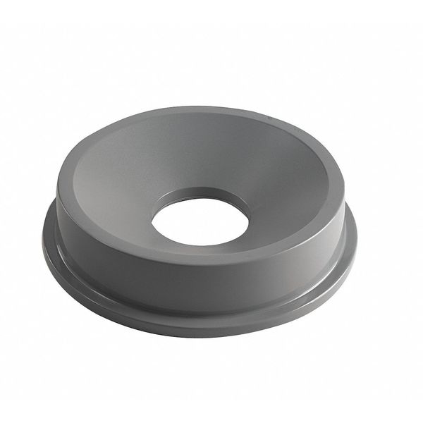 32 gal Funnel Trash Can Lid, 22 1/4 in W/Dia, Gray, Plastic, 1 Openings