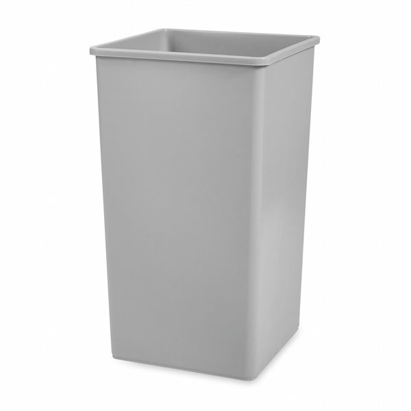 50 gal Square Trash Can, Gray, 19 1/2 in Dia, None, LLDPE