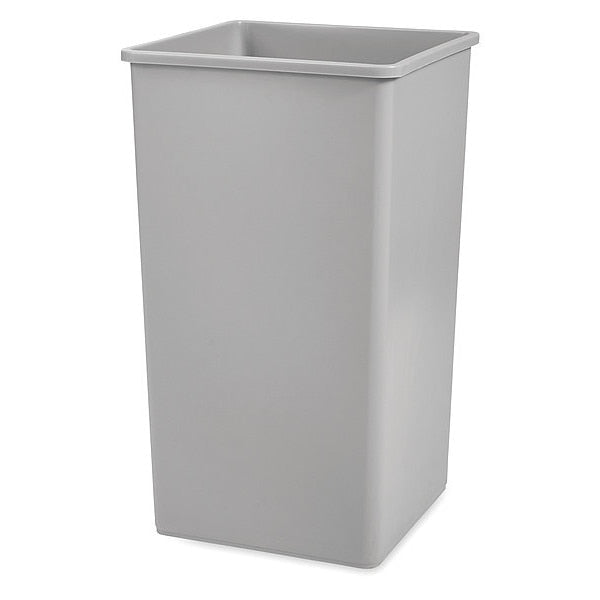 50 gal Square Trash Can, Gray, 19 1/2 in Dia, None, LLDPE