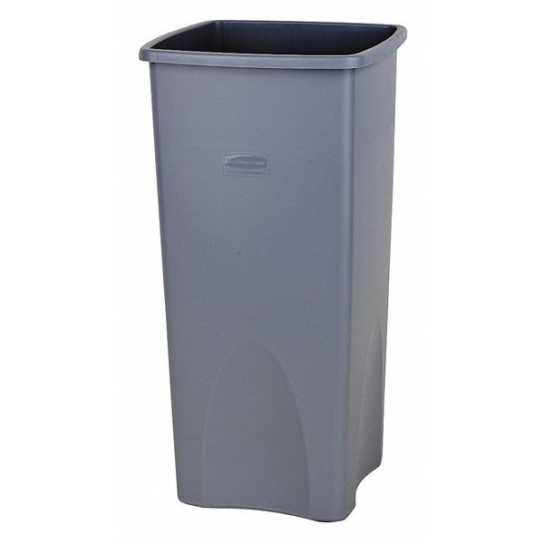 23 gal Square Trash Can, Black, 15 1/2 in Dia, None, Polyethylene