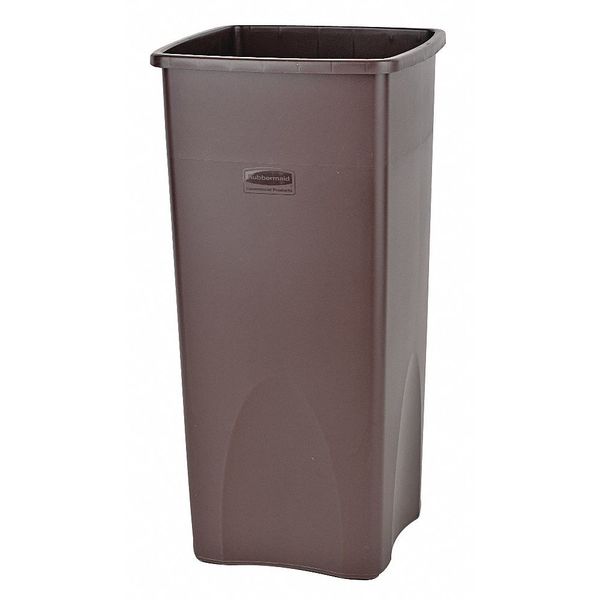 23 gal Square Trash Can, Black, 15 1/2 in Dia, None, Polyethylene