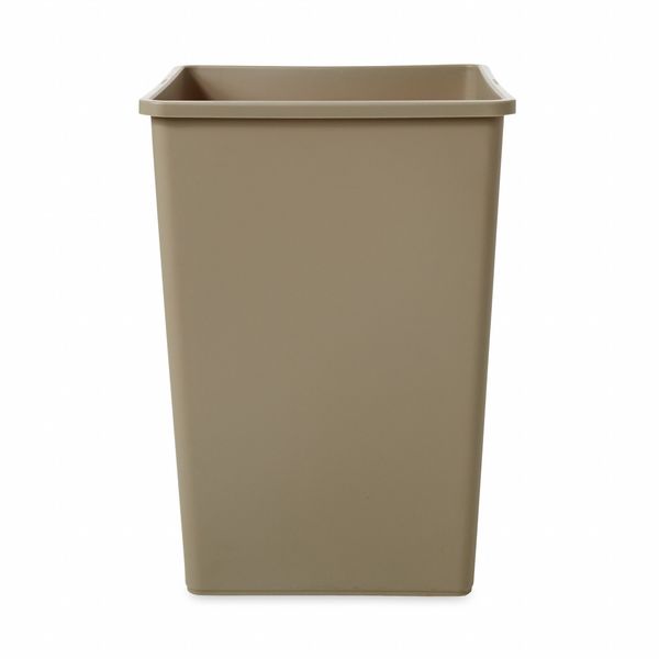 35 gal Square Trash Can, Beige, 19 1/2 in Dia, None, LLDPE