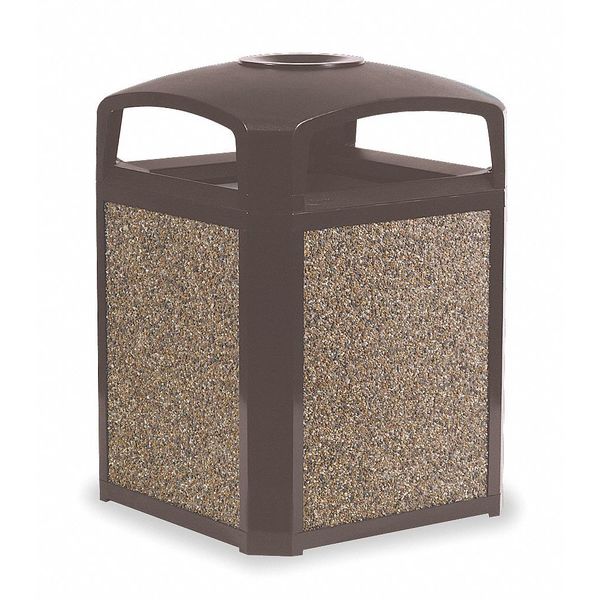 35 gal Square Trash Can, Sable, 26 in Dia, None, Plastic