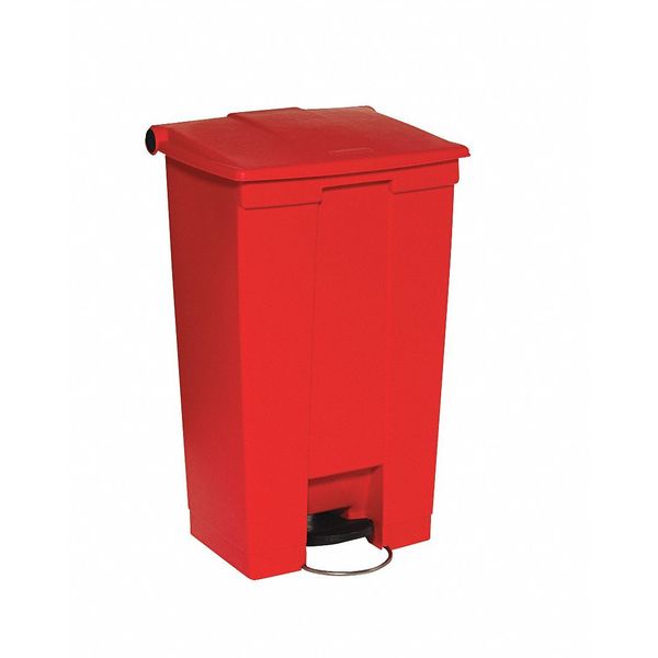 23 gal Rectangular Trash Can, Beige, 19 3/4 in Dia, Step-On, HDPE Base/Polypropylene Lid
