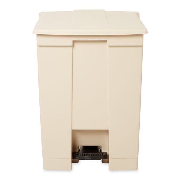 18 gal Rectangular Trash Can, Beige, 19 3/4 in Dia, Step-On, HDPE