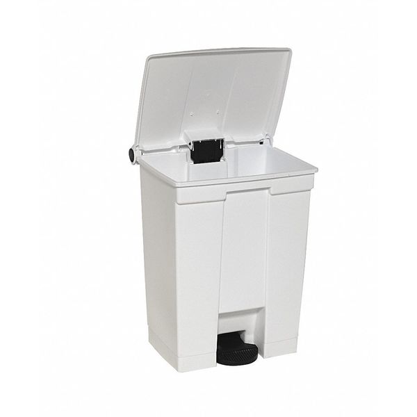 18 gal Rectangular Trash Can, Beige, 19 3/4 in Dia, Step-On, HDPE
