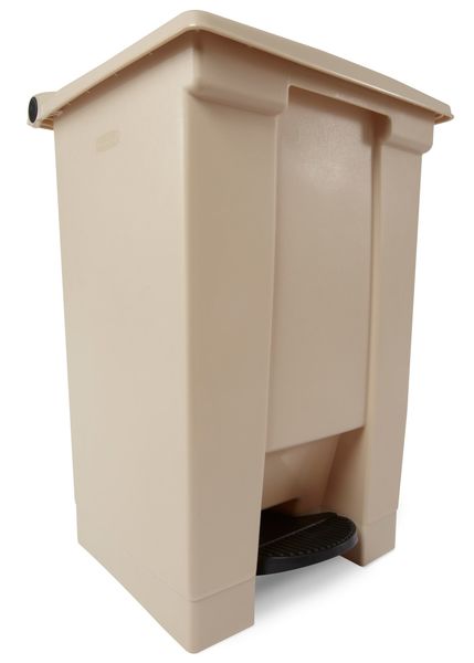 12 gal Rectangular Trash Can, Beige, 16 1/4 in Dia, Step-On, HDPE Base/Polypropylene Lid