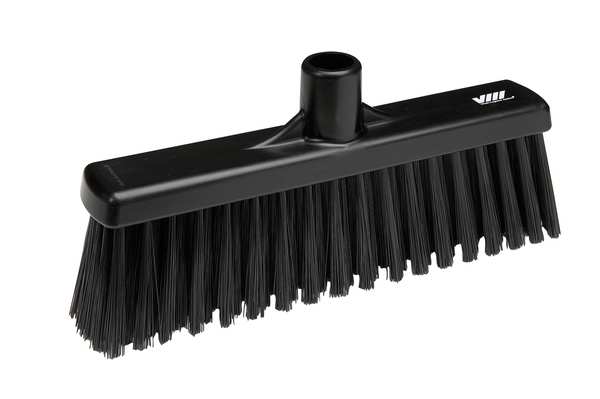 2 in Sweep Face Broom Head, Stiff, Synthetic, Black