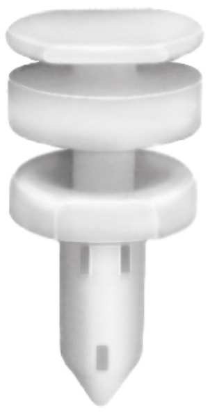 Push-In Rivet, Flat Head, 8.1 mm Dia., 13 mm L, Nylon Body, 25 PK