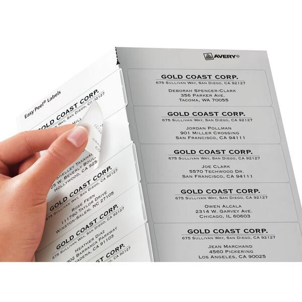 AveryÂ® Clear Easy PeelÂ® Address Labels for Laser Printers 5662, 1-1/3