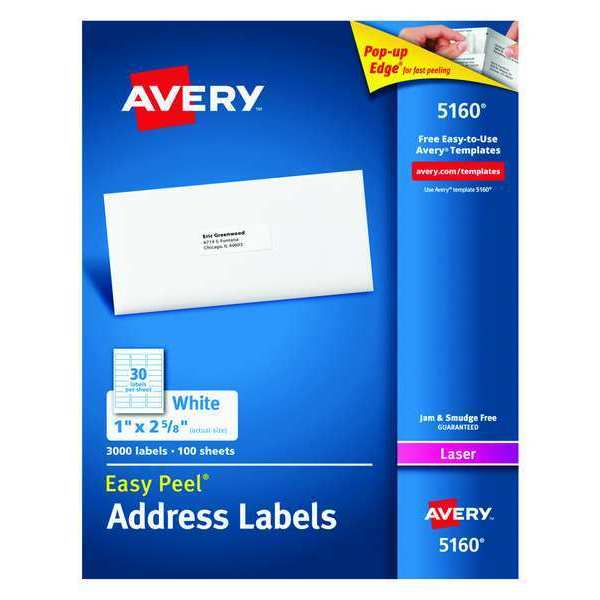 AveryÂ® Easy PeelÂ® Address Labels, Permanent Adhesive, 1