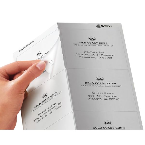 AveryÂ® Clear Easy PeelÂ® Shipping Labels for Laser Printers 5664, 3-1/3
