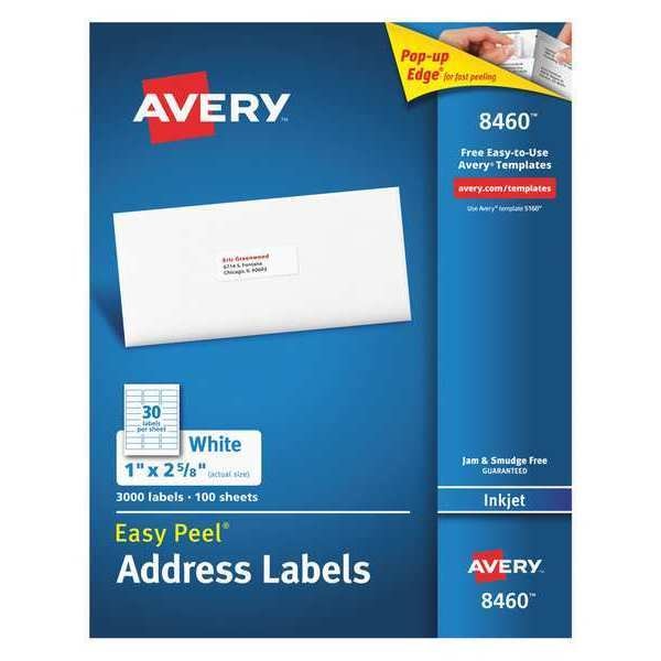 AveryÂ® Easy PeelÂ® Address Labels for Inkjet Printers 8460, 1