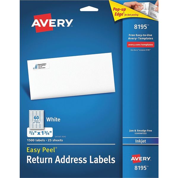 AveryÂ® Easy PeelÂ® Return Address Labels for Inkjet Printers 8195, 2/3