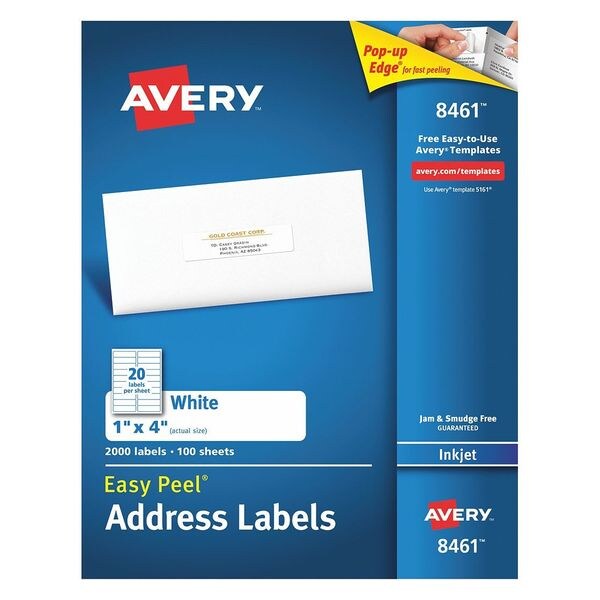 AveryÂ® Easy PeelÂ® Address Labels for Inkjet Printers 8461, 1