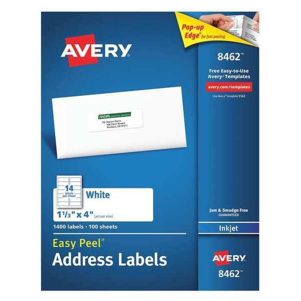 AveryÂ® Easy PeelÂ® Address Labels for Inkjet Printers 8462, 1-1/3