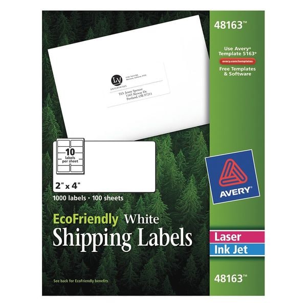 AveryÂ® EcoFriendly Shipping Labels 48163, 2