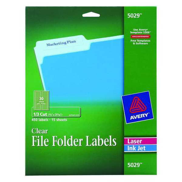 AveryÂ® Clear File Folder Labels for Laser and Inkjet Printers 5029, 2/3
