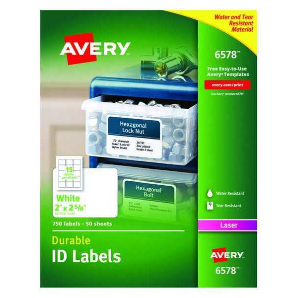 AveryÂ® White Permanent Durable ID Labels for Laser Printers 6578, 2