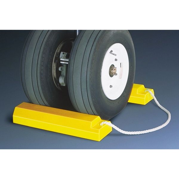 Airplane Chock, 3 In H, Urethane, Yellow, PR