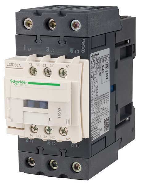 IEC Magnetic Contactor, 3 Poles, 24 V AC, 50 A, Reversing: No