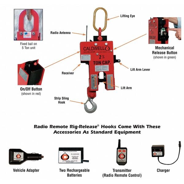 Radio Controlled Release Hook, 2.5T