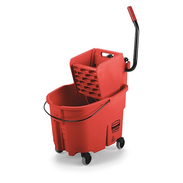 8 3/4 gal WaveBrake Side Press Mop Bucket and Wringer, Red, Polypropylene