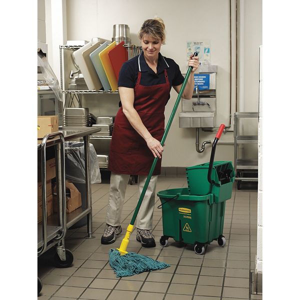 8 3/4 gal WaveBrake Side Press Mop Bucket and Wringer, Green, Polypropylene