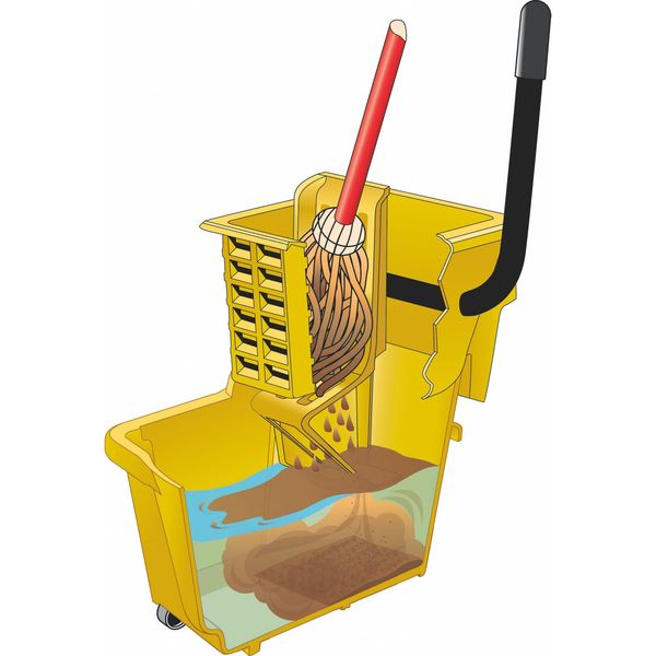 8 3/4 gal WaveBrake Down Press Mop Bucket and Wringer, Brown, Polypropylene