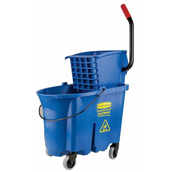 8 3/4 gal WaveBrake Side Press Mop Bucket and Wringer, Red, Polypropylene