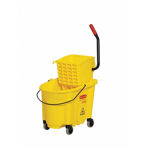 8 3/4 gal WaveBrake Side Press Mop Bucket and Wringer, Blue, Polypropylene