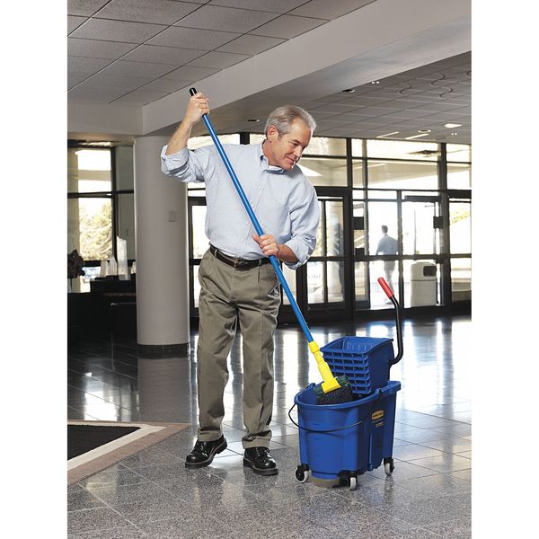8 3/4 gal WaveBrake Side Press Mop Bucket and Wringer, Blue, Polypropylene